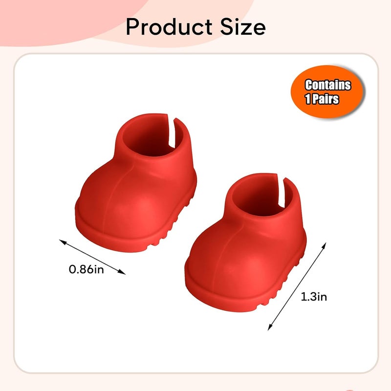 sunla Store Doll Shoes for 17cm Doll, Cute Mini Shoes Accessories for 17cm Dolls Sitting Standing Series, Silicone Doll Rain Shoes Boots(1 Pair Red) - Image 3